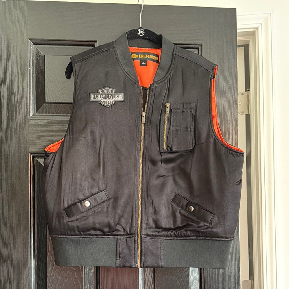 Harley-Davidson Men's Black Reversible Vest with Orange Lining